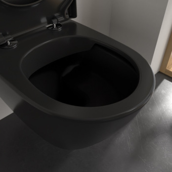 Villeroy & Boch Subway 2.0 Унитаз с открытым смывным краем, настенный, с DirectFlush, Pure Black CeramicPlus 5614R0R7