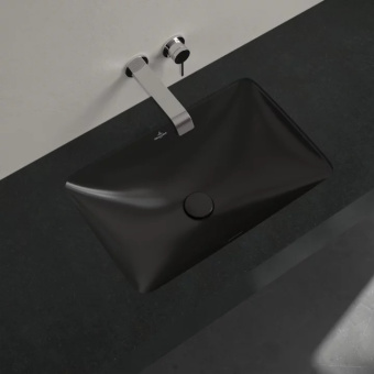 Villeroy & Boch Loop & Friends Раковина для установки под столешницу, 605 x 410 x 190 mm, Pure Black CeramicPlus, с переливом, наружная сторона покрыта глазурью 4A5700R7