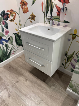 Gustavsberg Scandinavic КОМПЛЕКТ Тумба под раковину, 2 выдвижных ящика, 600 x 470 mm, Белый матовый + Pаковина для установки на тумбу GB71CCVU60MS00+4A366001