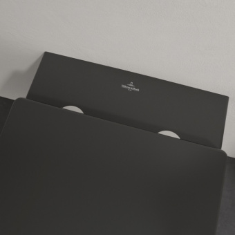 Villeroy & Boch Memento 2.0 Унитаз с открытым смывным краем, настенный, с DirectFlush, Pure Black CeramicPlus, без сиденья 4633R0R7
