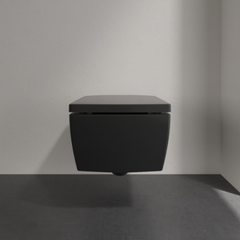 Villeroy & Boch Memento 2.0 Унитаз с открытым смывным краем, настенный, с DirectFlush, Pure Black CeramicPlus, без сиденья 4633R0R7
