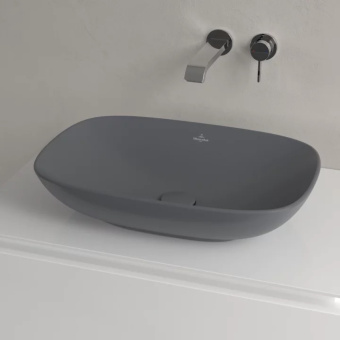 Villeroy & Boch Loop & Friends Раковина для установки на столешницу, 560 x 385 x 120 mm, Graphite CeramicPlus, с переливом, нешлифованный 4A4700i4