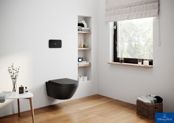 Villeroy & Boch Subway 2.0 Унитаз с открытым смывным краем, настенный, с DirectFlush, Pure Black CeramicPlus 5614R0R7