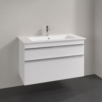 Villeroy & Boch Venticello КОМПЛЕКТ Тумба под раковину, 2 выдвижных ящика, 953 x 590 x 502 mm, Glossy White / Glossy White+Venticello Pаковина для установки на тумбу, 1000 x 500 x 170 mm, с переливом, Альпийский белый A92601DH+4104AL01