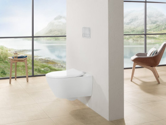 Villeroy & Boch Subway 2.0 Сиденье с крышкой для унитаза SlimSeat, с функцией автоматического опускания (SoftClosing), со снимаемым сиденьем (QuickRelease), Альпийский белый 9M78S101