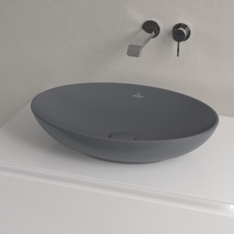 Villeroy & Boch Loop & Friends Раковина для установки на столешницу, 560 x 385 x 120 mm, Graphite CeramicPlus, с переливом, нешлифованный 4A4700i4