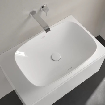 Villeroy & Boch Loop & Friends Раковина для установки на столешницу, прямоугольная, 630 x 430 x 120 mm, Альпийский белый, с переливом, нешлифованный 4A500001