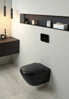 Villeroy & Boch Antao Унитаз с открытым смывным краем, настенный, с TwistFlush, Pure Black CeramicPlus, без сиденья 4674T0R7