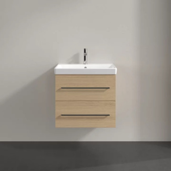 Villeroy & Boch Avento Тумба под раковину, 2 выдвижных ящика, 576 x 514 x 452 mm, Elm Impresso +Avento Pаковина, 600 x 470 x 180 mm, Альпийский белый CeramicPlus, с переливом+Шкаф-пенал, 2 двери, 350 x 1650 x 370 mm,Elm Impresso A88900PN+415860R1+A70900PN
