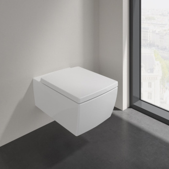 Villeroy & Boch Memento 2.0 Унитаз с открытым смывным краем, настенный, с DirectFlush, Альпийский белый CeramicPlus 4633R0R1