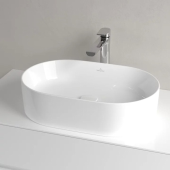 Villeroy & Boch Collaro Раковина для установки на столешницу 4A195, 560 x 360 x 145 mm, Альпийский белый, без перелива, нешлифованный 4A195601