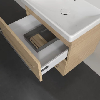 Villeroy & Boch Avento Тумба под раковину, 2 выдвижных ящика, 576 x 514 x 452 mm, Elm Impresso +Avento Pаковина, 600 x 470 x 180 mm, Альпийский белый CeramicPlus, с переливом+Шкаф-пенал, 2 двери, 350 x 1650 x 370 mm,Elm Impresso A88900PN+415860R1+A70900PN